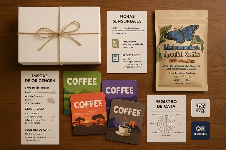 Contenido de un kit de degustación de café