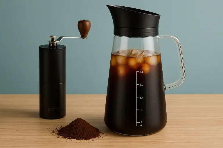 Molienda gruesa y jarra de cold brew