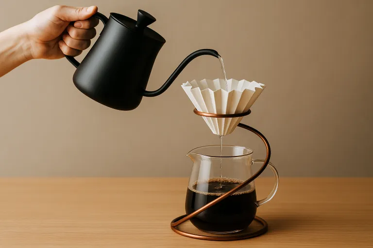 Chemex sobre mesa de madera con luz cálida